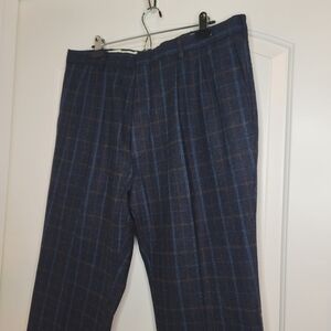 New With Tag VINTAGE The FOX COLLECTION Plaid Blue and Brown Wool Blend Trousers